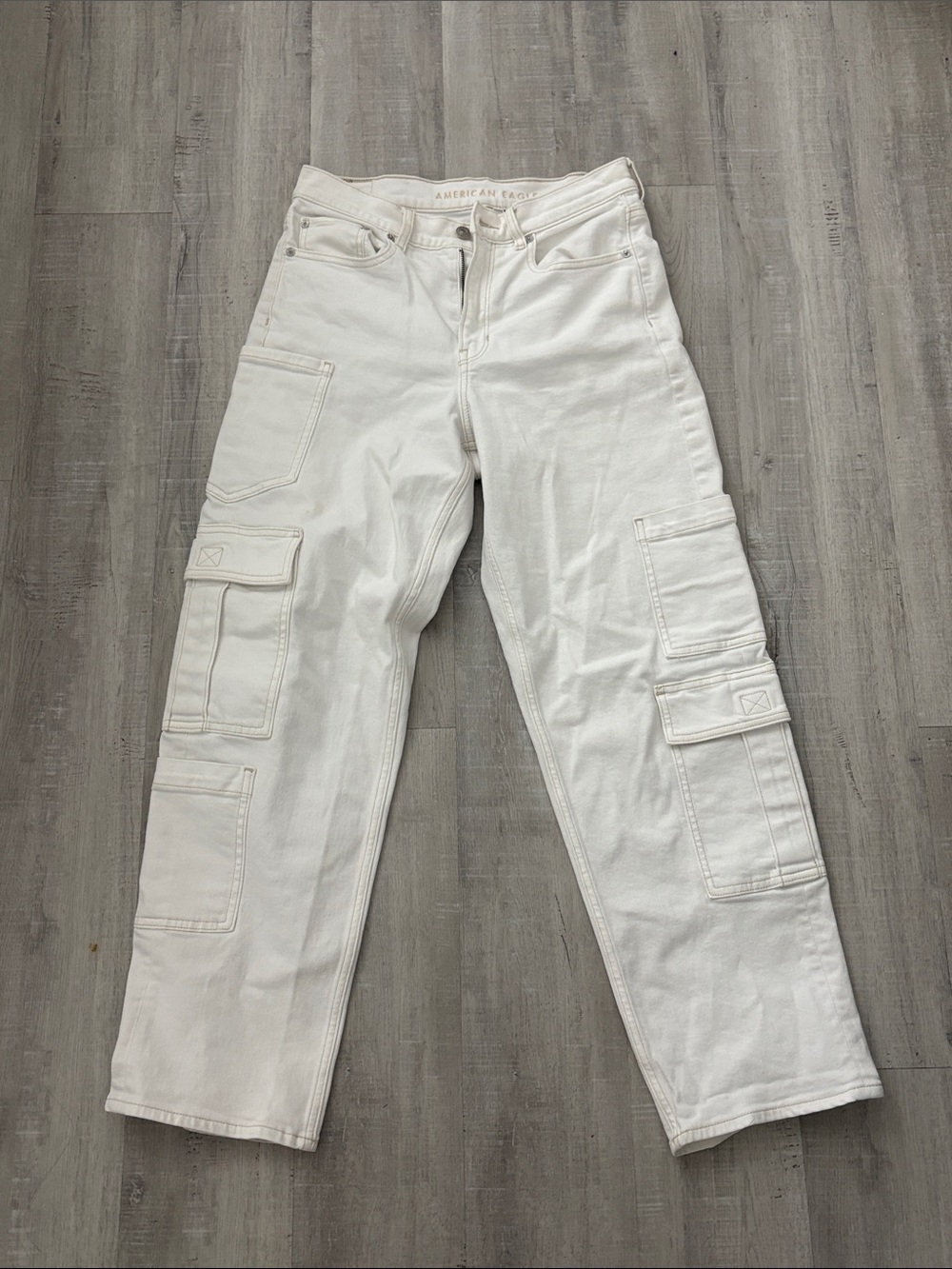 American Eagle Outfitters White Straight Leg Cargo Pants